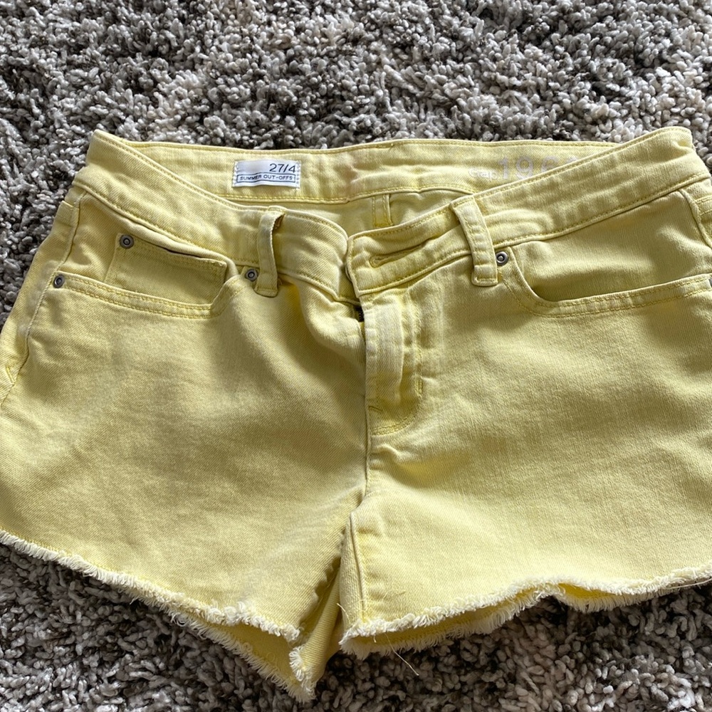 Yellow denim shorts